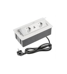 Удлинитель для офиса прямоугольный GTV Soft на 2 розетки USB A+C зарядки провод 1,5м белый, Колір: Белый