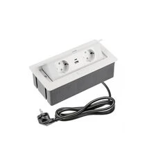 Удлинитель для офиса прямоугольный GTV Soft на 2 розетки USB A+C зарядки провод 1,5м белый, Колір: Белый
