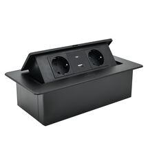 Встраиваемая розетка ELEKTRIMA KWADRO II прямоугольная черная (2 x schuko + USB A + USB C), Rejs