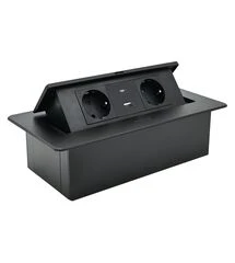 Встраиваемая розетка ELEKTRIMA KWADRO II прямоугольная черная (2 x schuko + USB A + USB C), Rejs