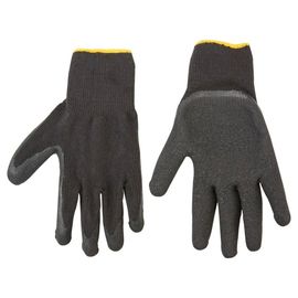 Перчатки рабочие TOPEX, размер 10, х/б, латексное покрытие ладони, черный