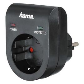 Сетевой адаптер НАМА с функцией защиты от скачков напряжения, цвет черный