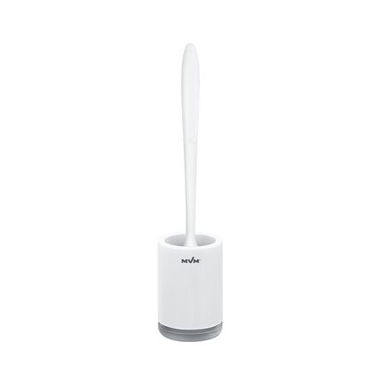 Ершик для унитаза с силиконовой щеткой клеящийся настенный MVM BP-12 WHITE/GRAY пластиковый белый/серый, Цвет: Белый/Серый