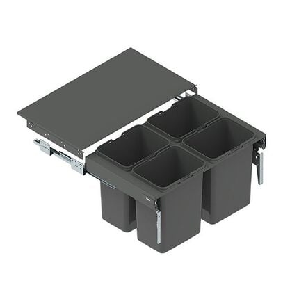 Відро для сміття SEGREGO-600 графіт HM=330 (2х7л+2х15л) L-480 (482), Rejs, Зовнішній розмір секції, мм: 600, Колір: Графіт, Внутрішній об'єм: 2х7л + 2х15л