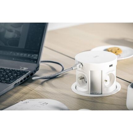 Подовжувач COMFORT PLUS,120mm, 4xSCHUKO, 2xUSB, 2xRJ45 бездротова зарядка 5W білий, Колір: Білий, изображение 4