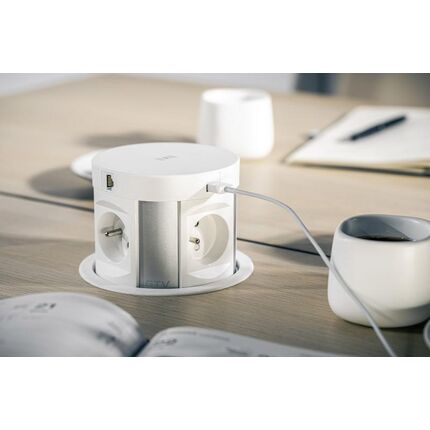 Подовжувач COMFORT PLUS,120mm, 4xSCHUKO, 2xUSB, 2xRJ45 бездротова зарядка 5W білий, Колір: Білий, изображение 3