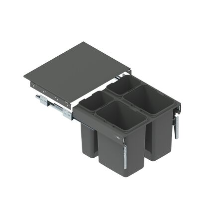 Відро для сміття SEGREGO-600 Графіт Н=425 2Х9L/2Х20L (564x480x440), Rejs, Зовнішній розмір секції, мм: 600, Колір: Графіт, Внутрішній об'єм: 9х9+20х20