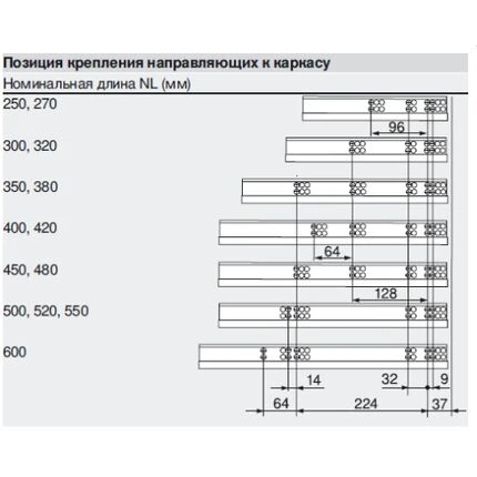 Tandem blumotion част. выдвиж., 30 кг, нд=400 мм, для толщина