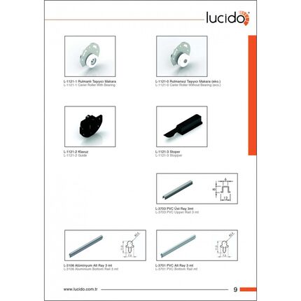 Раздвижная система для шкафов-купе Lucido SKM-30/60 (LC 30/LC 60): направляющие верх+низ, пластик + алюминий, 3 м, изображение 5