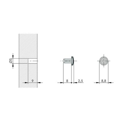 Демпфер врезной Ø5мм BI-MATERIALE, прозрачный, Italiana Ferramenta (23203010ZZ), Цвет: Прозрачный, изображение 2