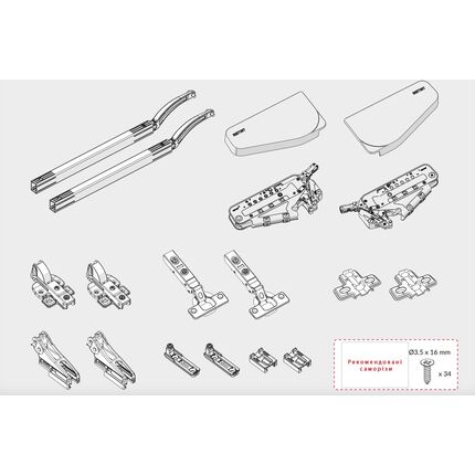 Подъемный механизм Samet Multi-Mech A1/345 для складных фасадов 860-1040 мм, белый, Цвет: Белый, Длина, мм: 345, Усилие: A1, изображение 5