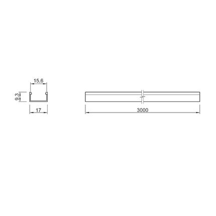 Профіль для LED-стрічки, НАКЛАДНИЙ, L=3м, алюміній, анодоване срібло, Сторона кріплення: Накладний, Колір: Срібло, Довжина, мм: 3000, изображение 2