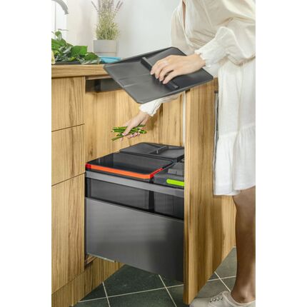 Сегрегатор Axispace 600мм, 2 ємності, (2х15л) графіт, Зовнішній розмір секції, мм: 600, Колір: Графіт, Висота, мм: 299, Внутрішній об'єм: 2х15л, изображение 4