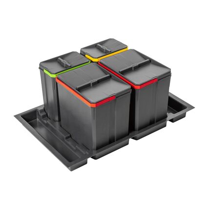 Сегрегатор AxiSpace 800мм 2х15л + 2х7л, Наружный размер секции, мм: 800, Цвет: Графит, Высота, мм: 299, Внутренний объем: 2х15л + 2х7л, изображение 2