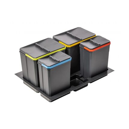 Сегрегатор AxiSpace 700 2х15л + 2х7л (глибина 450-500мм), Зовнішній розмір секції, мм: 700, Колір: Графіт, Висота, мм: 299, Внутрішній об'єм: 2х15л + 2х7л, изображение 2