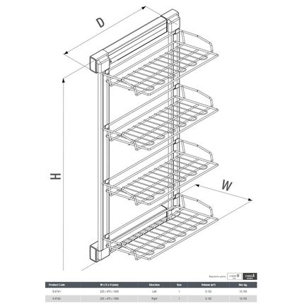 Выдвижная  4-уровневая полка для обуви STARAX S-6741-W 325х475х1000, тандемы BLUM, Сторона крепления: Левая, Цвет: Белый, изображение 3