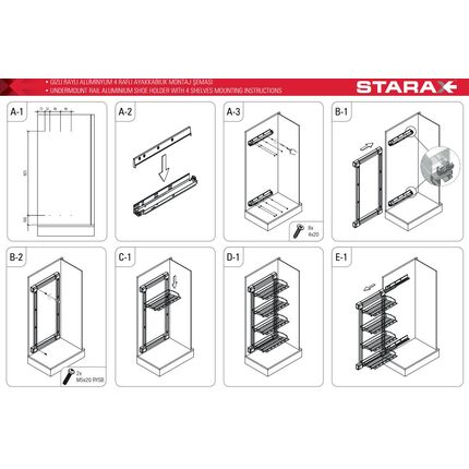 Выдвижная  4-уровневая полка для обуви STARAX S-6741-W 325х475х1000, тандемы BLUM, Сторона крепления: Левая, Цвет: Белый, изображение 4