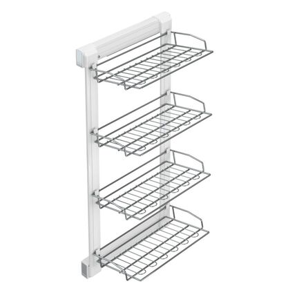 Выдвижная  4-уровневая полка для обуви STARAX S-6741-W 325х475х1000, тандемы BLUM, Сторона крепления: Левая, Цвет: Белый, изображение 2