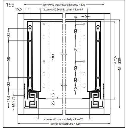 Комплект выдвижных ящиков Matrix Box S Slim 2.0 до 35 кг с доводчиком 199 х 500 мм белый, Цвет: Белый, Длина, мм: 500, Высота, мм: 199, изображение 3
