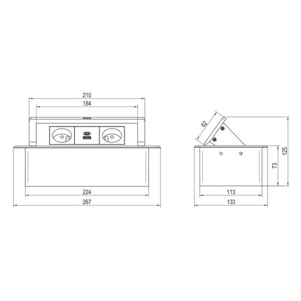 Встраиваемая розетка ELEKTRIMA KWADRO II прямоугольная черная (2 x schuko + USB A + USB C), Rejs, изображение 2