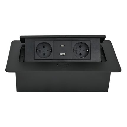 Встраиваемая розетка ELEKTRIMA KWADRO II прямоугольная черная (2 x schuko + USB A + USB C), Rejs, изображение 5