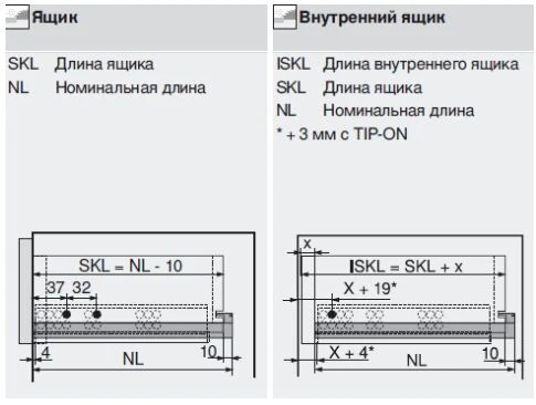 Tandem blumotion част. выдвиж., 30 кг, нд=400 мм, для толщина