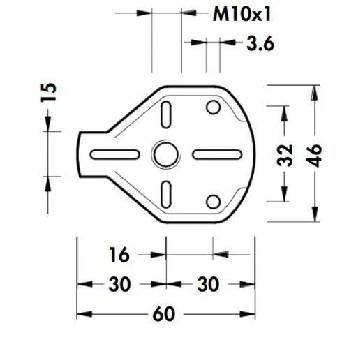 Опора для шкафа h=60мм d=38мм, м/о 32мм, (0,+20мм) (13543