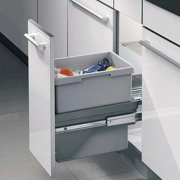 Выдвижное ведро для мусора 30 л, 300 мм, полного выдвижения, серый