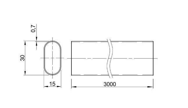 Труба овальная, черный 15x30 L=3000 Rejs 53918 ✓ Owwa