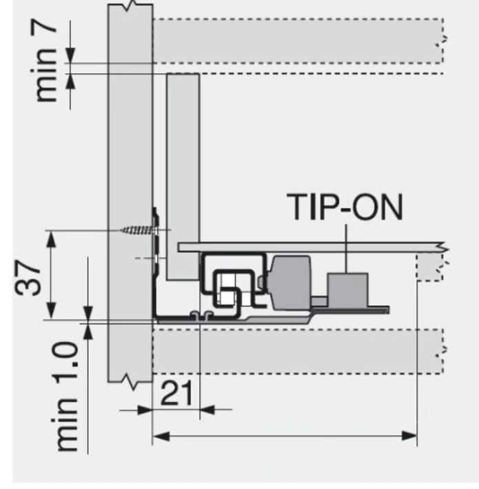 Механизм tip-on + триггер для tandem частичного выдвижения 550h