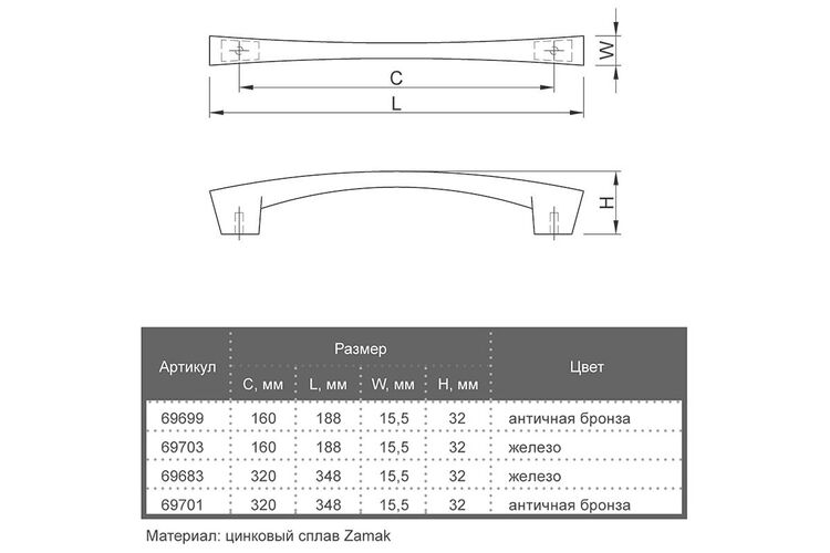 Ручка  Marella M 15195.320 железо, Цвет: Железо, Межц. расстояние: 320, изображение 4