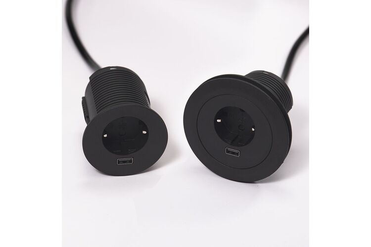 Встраиваемый модуль ASA VersaTag (1 силовая розетка + USB) Черный, Цвет: Черный, изображение 6