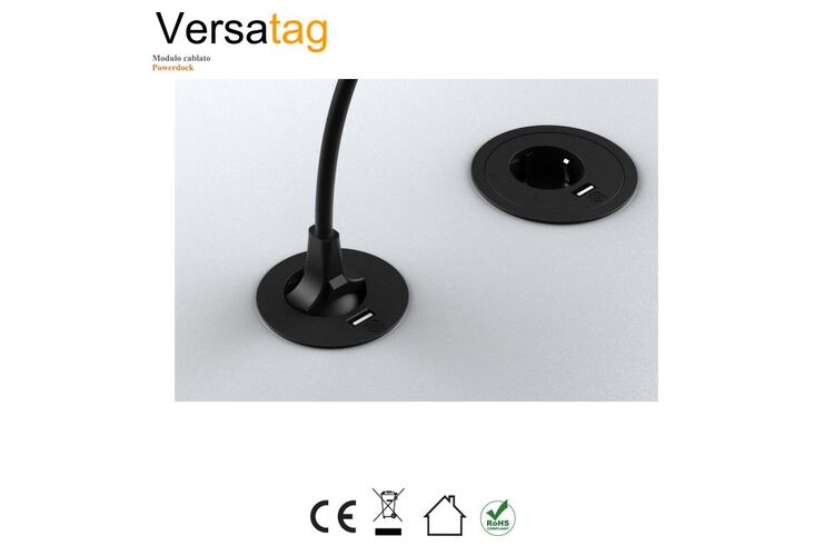 Встраиваемый модуль ASA VersaTag (1 силовая розетка + USB) Черный, Цвет: Черный, изображение 3