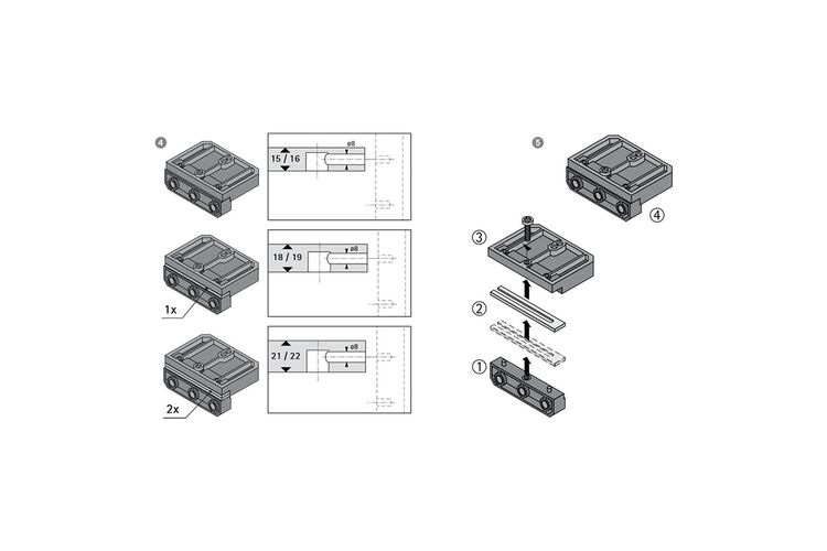 Кондуктор сверлильный BIue Jig для отверстий под дюбеля (9079402) Hettich, изображение 4
