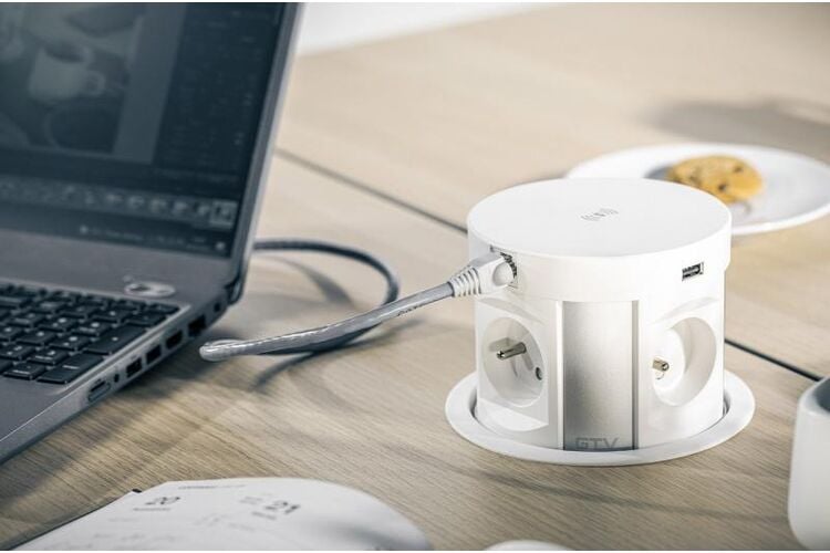 Удлинитель COMFORT PLUS,120mm, 4xSCHUKO, 2xUSB, 2xRJ45 беспроводная зарядка 5W белый, Цвет: Белый, изображение 4