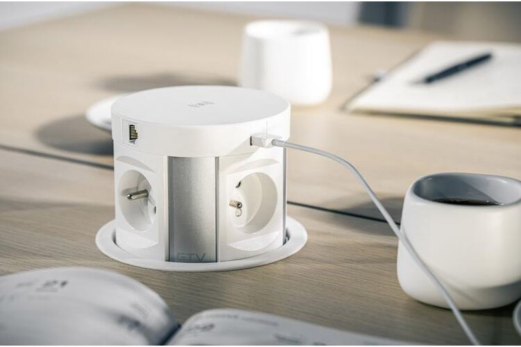 Удлинитель COMFORT PLUS,120mm, 4xSCHUKO, 2xUSB, 2xRJ45 беспроводная зарядка 5W белый, Цвет: Белый, изображение 3