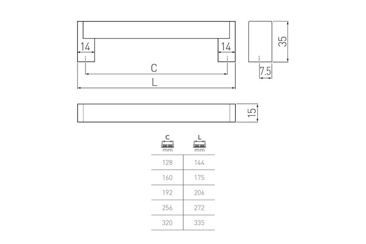 Ручка UZ-334/06/L-160 (Инокс) WP, Межц. расстояние: 160, изображение 3
