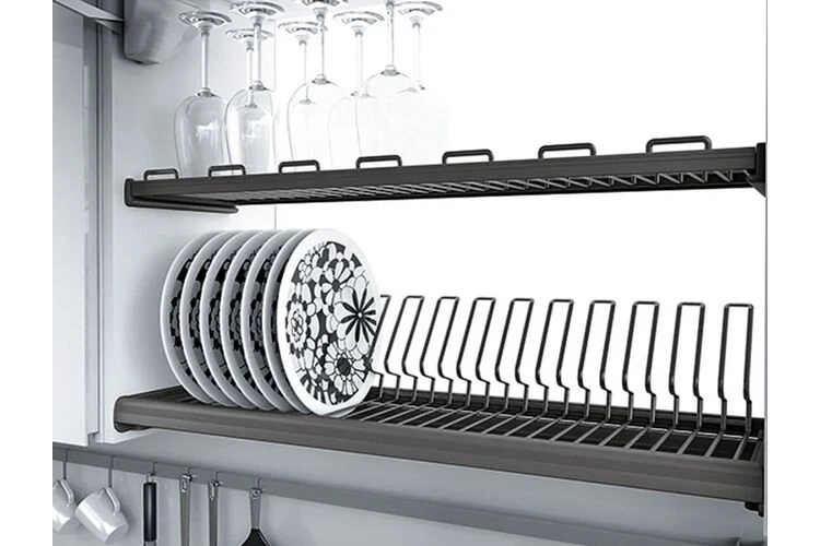 Сушка фасад 600 с алюминиевой рамкой inoxa ellite 716 титан (2 полки ...