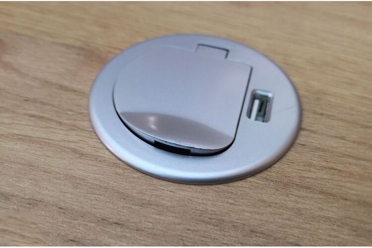 Удлинитель для офиса круглый GTV Charger мини на 1 розетку 1xUSB зарядку провод 1,9м алюминий AE-BPW1S1UCH-53, изображение 5