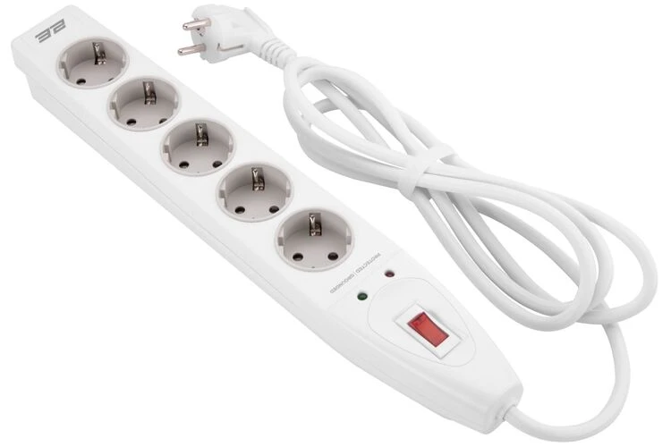 Сетевой фильтр 2E 5XSchuko с защитой от импульcных скачков напряжения ...