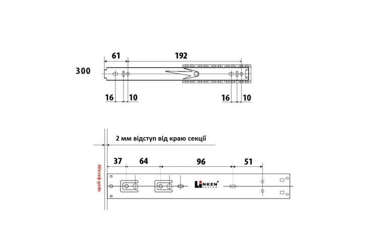 Напрямна повного висування кулькова (NEW) 45 мм Тouch Latch L=400 Linken System, Довжина, мм: 400, изображение 3
