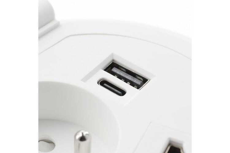 Подовжувач CHARGER PLUS, 1xschuko, USB A+C, (змінні USB-A, HDMI, RJ45) 1,5 м білий Бездротова зарядка, Колір: Білий, изображение 4