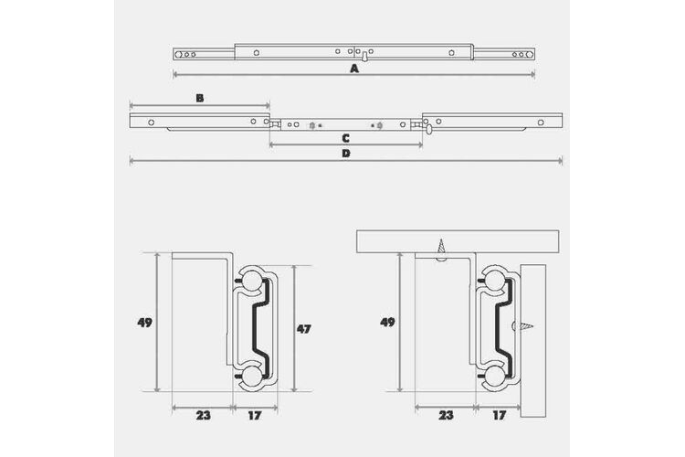 Синхронный механизм для тяжелого раздвижного стола TL-03 1100/400/740/1540, изображение 4