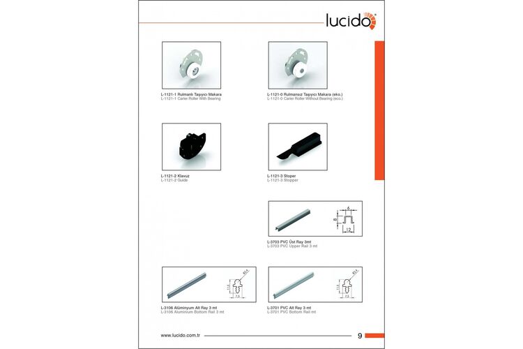 Раздвижная система для шкафов-купе Lucido SKM-30/60 (LC 30/LC 60): направляющие верх+низ, пластик + алюминий, 3 м, изображение 5