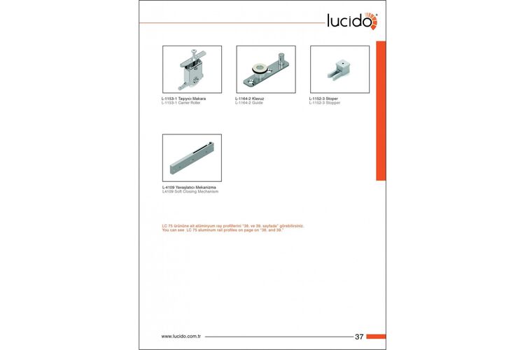 Раздвижная система для шкафов-купе: Lucido LC 80 AY/LC 75 AY UK K ВЕРХНЯЯ направляющая 1 штука (3 метра), изображение 3