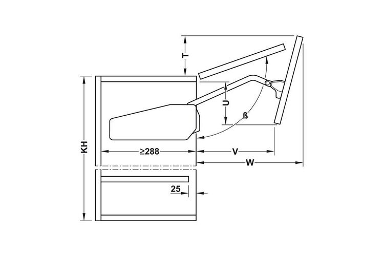Комплект фурнітури FREE FOLD Hafele 960-1010 мм 6,5-12,8 кг - без заглушок — 3928, Сторона кріплення: Універсальна, Колір: Алюміній, Розмір фасаду, мм: 960-1010, Вага фасада, кг: 6.5-12.8, изображение 4
