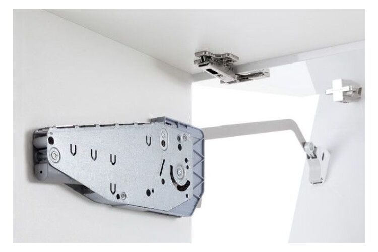Комплект фурнитуры FREE FOLD Hafele 770-840мм 8,0-15,5кг - без заглушек — 3922, Сторона крепления: Универсальная, Цвет: Алюминий, Размер фасада мм: 770-840, Вес фасада, кг: 8.0-15.5, изображение 4