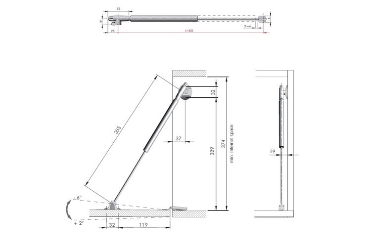 KRABY ліфт відкривання вниз L355, Italiana Ferramenta (42230010UZ), Колір: Алюміній, Довжина, мм: 355, изображение 3