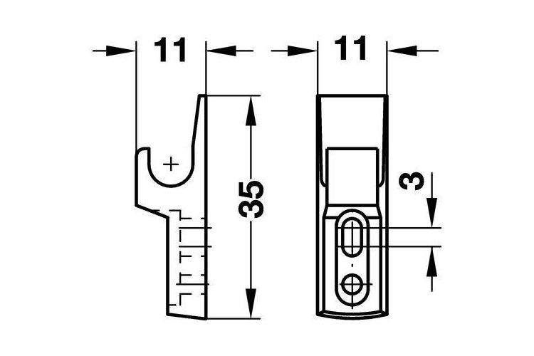 Комплект автоматична пружина Mini Latch нікельована біла 27 х 34 мм Hafele, изображение 3