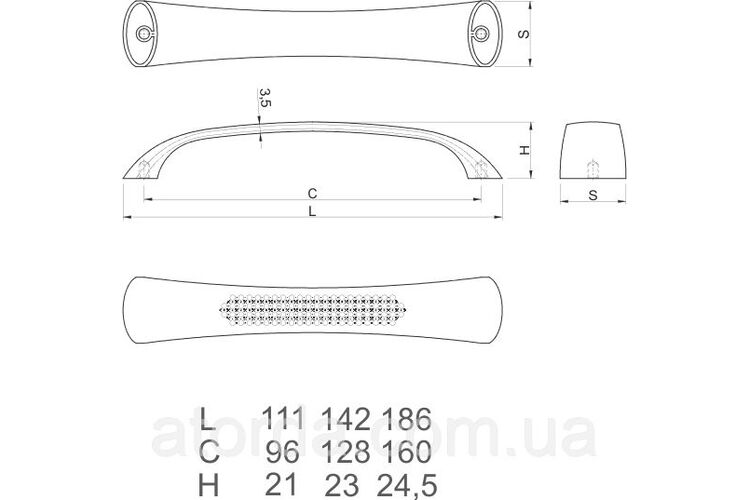 Ручка UZ-SIENNA128-01 L128 WP хром, Межц. расстояние: 128, изображение 3